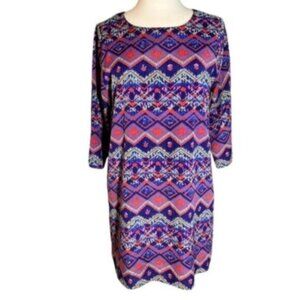 Anthropologie Everly Purple Print Shift Midi Dress Size Medium